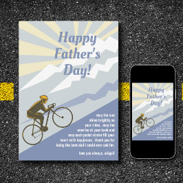 Cyklist cyklar uppför bergsväg Cykelfadersdag Kort
