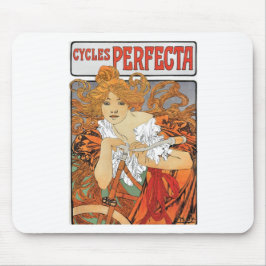 Cyklist för vintageart nouveauflicka musmatta