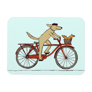 Cyklist Hund med ekorrevänner - Roligt djurkonst Magnet