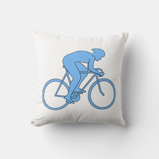 Cyklist i ett lopp. Blå. Kudde (Framsida)