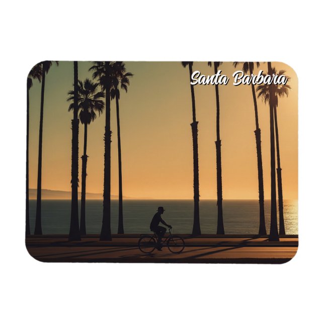 Cyklist i Santa Barbara Kalifornien Magnet (Horisontell)