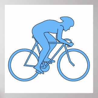 Cyklist i Tävling. Blått. Poster