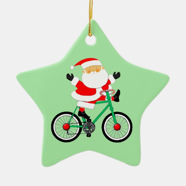 Cyklist Jul Cyklar Julgransprydnad Keramik (Framsidan)