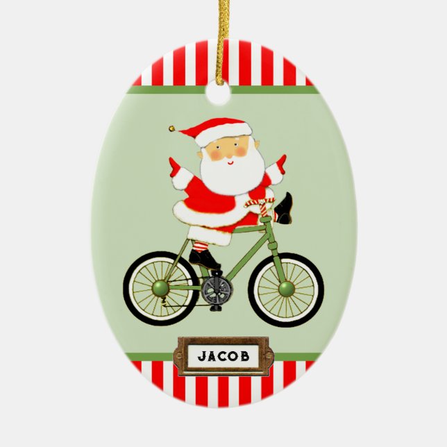 Cyklist jul present julgransprydnad keramik (Framsidan)