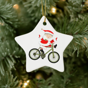Cyklist julcykling julgransprydnad keramik