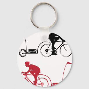 Cyklist med ett släp nyckelring