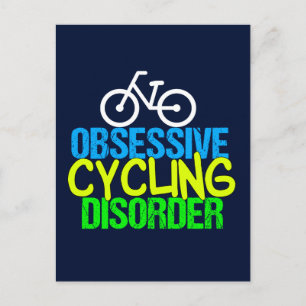 Cyklist med kraftig cykling vykort