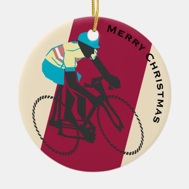 Cyklist nr 2 julgransprydnad keramik (Framsidan)