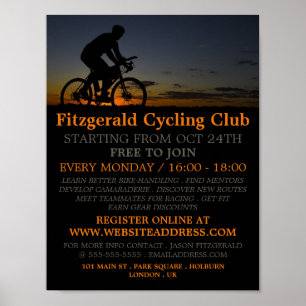 Cyklist på natten, Cycling Klubb Advertising Poster