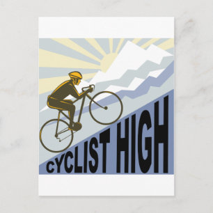 Cyklist tävla cykla upp brant bergsterrtro stil vykort