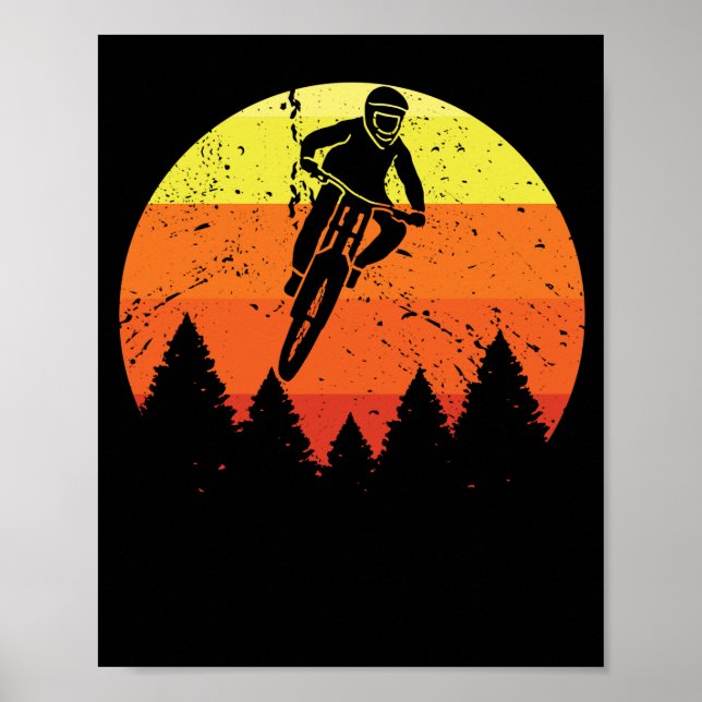 Cyklista för solnedgång i bergsområden poster (Framsidan)