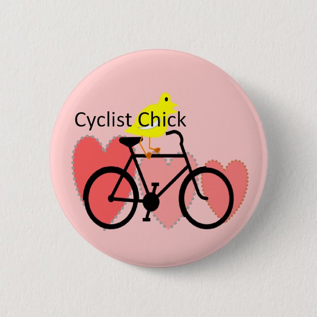 cyklistCHICK--Cykla cykelentusiastgåvor Knapp (Framsida)