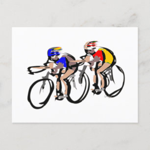 cyklister, bagagelabel vykort