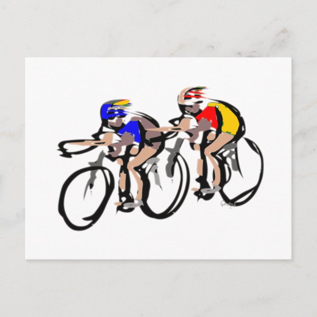 cyklister, bagagelabel vykort (Framsida)