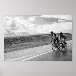 Cyklister i Vitryssland, svartvitt Poster