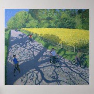Cyklister och gultfält Kedleston Derby Poster