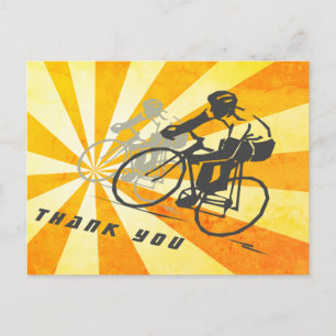 Cyklister på väg med Retro Sunburst Biking Tack Vykort