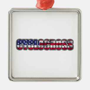 Cyklocross American Flagga Julgransprydnad Metall