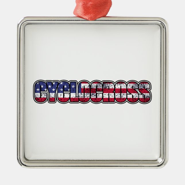 Cyklocross American Flagga Julgransprydnad Metall (Framsidan)