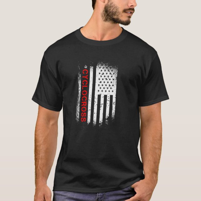 Cyklocross American Flagga T Shirt (Framsida)