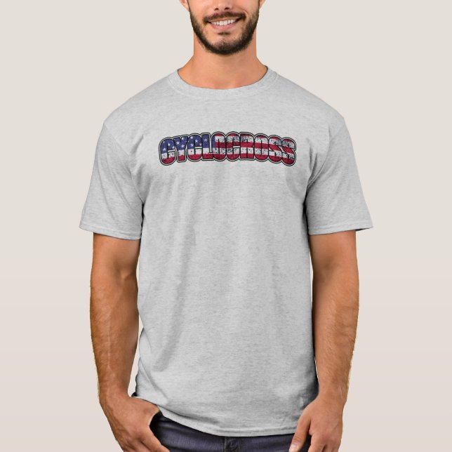 Cyklocross American Flagga T Shirt (Framsida)