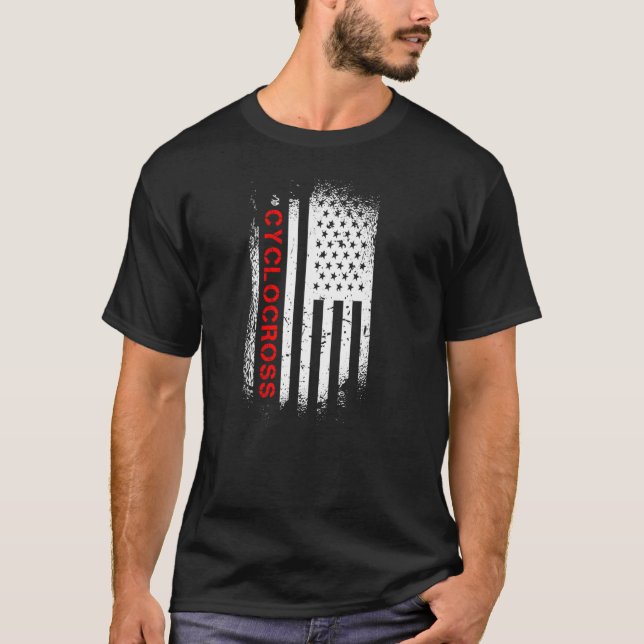Cyklocross American Flagga T Shirt (Framsida)