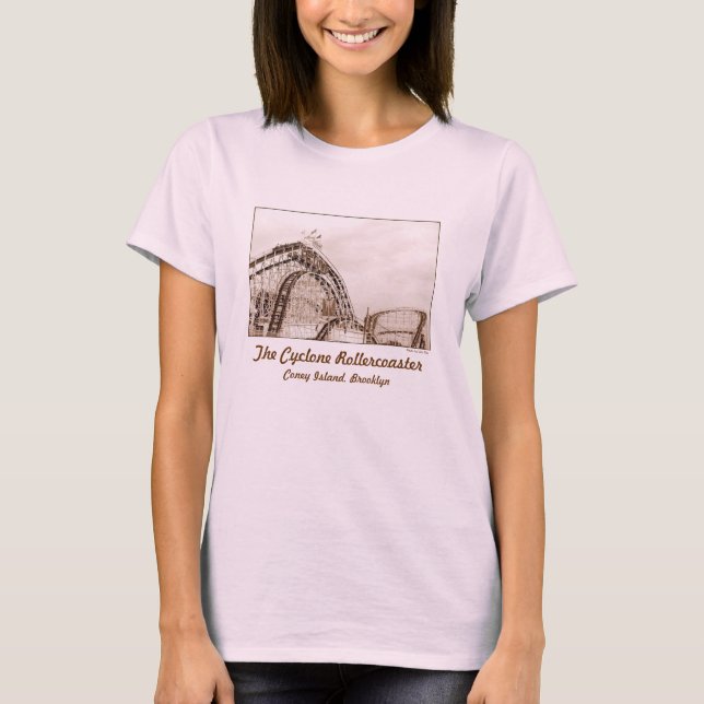 Cyklon Rollercoaster Dam skuldshirt T Shirt (Framsida)