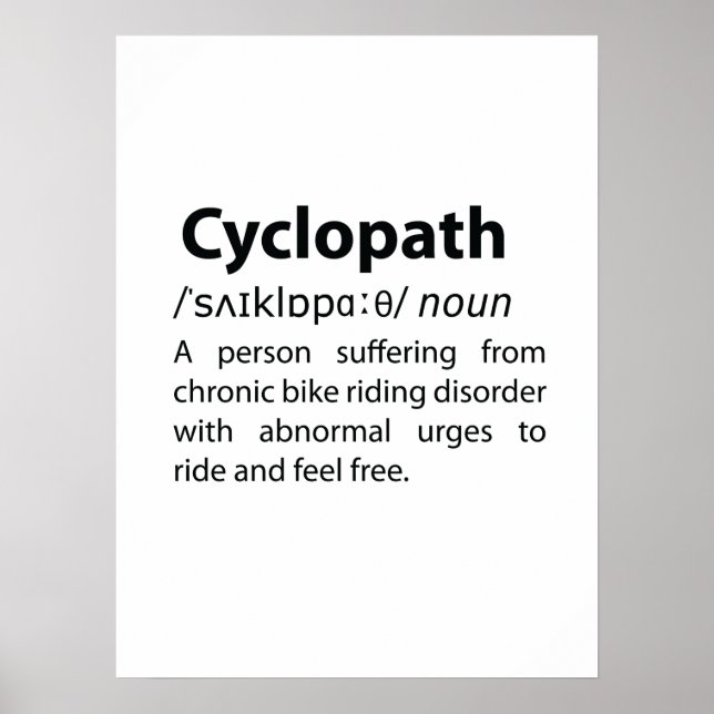 Cyklopath Funny ordlistedefinition Poster (Framsidan)