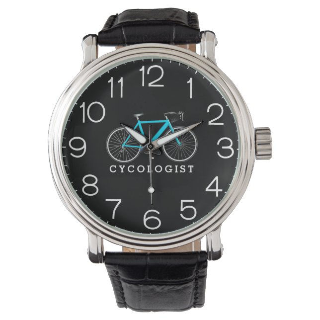 Cykolog Aqua Bicycle on Black Armbandsur (Framsida)