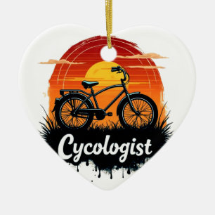 Cykolog Bike Äventyr: Sunset Graphic Tee Julgransprydnad Keramik