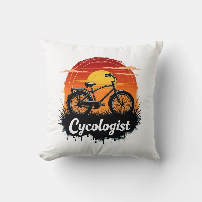 Cykolog Bike Äventyr: Sunset Graphic Tee Kudde (Framsida)
