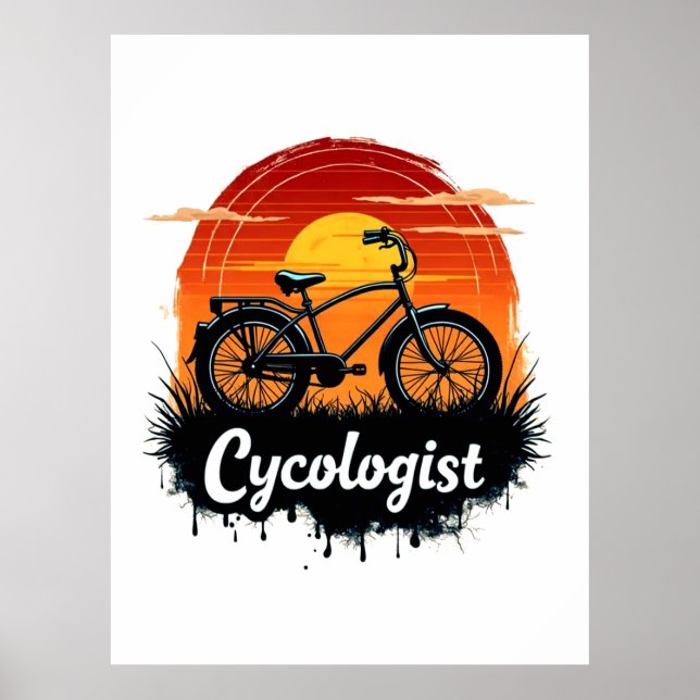 Cykolog Bike Äventyr: Sunset Graphic Tee Poster (Framsidan)