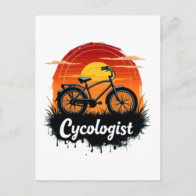 Cykolog Bike Äventyr: Sunset Graphic Tee Vykort (Framsida)