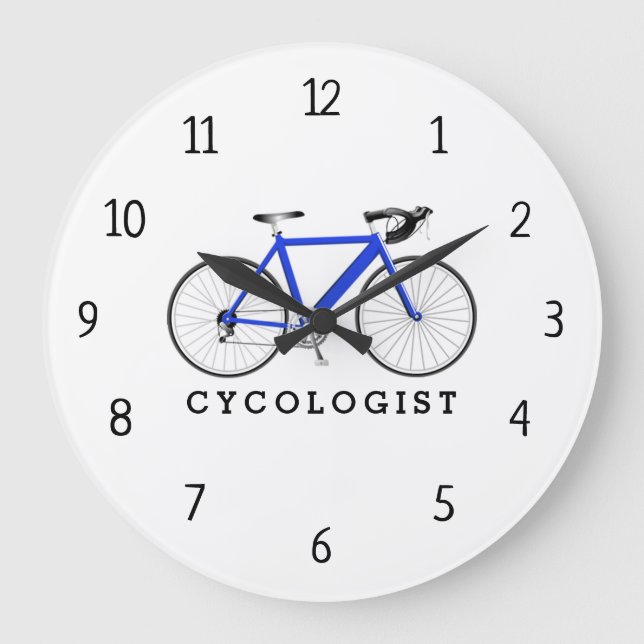 Cykolog Blue Bicycle Large Clock Stor Klocka (Framsida)