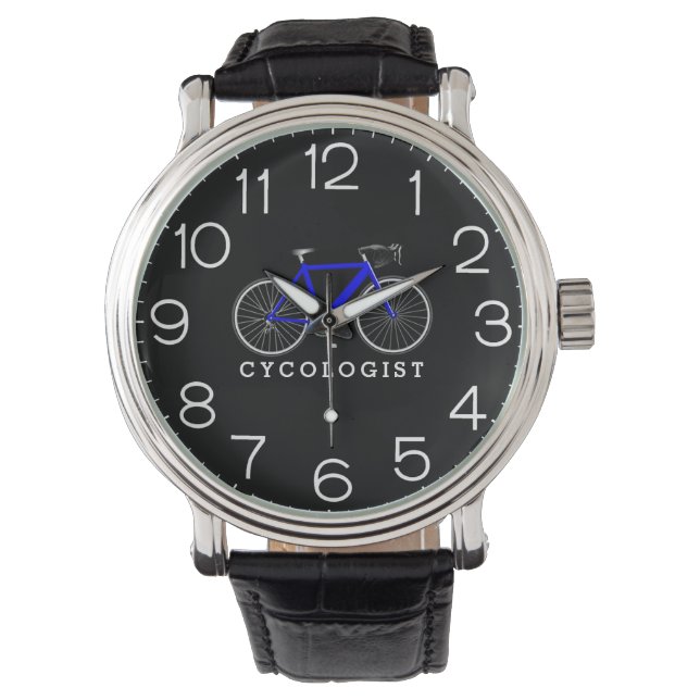 Cykolog Blue Bicycle on Black Armbandsur (Framsida)