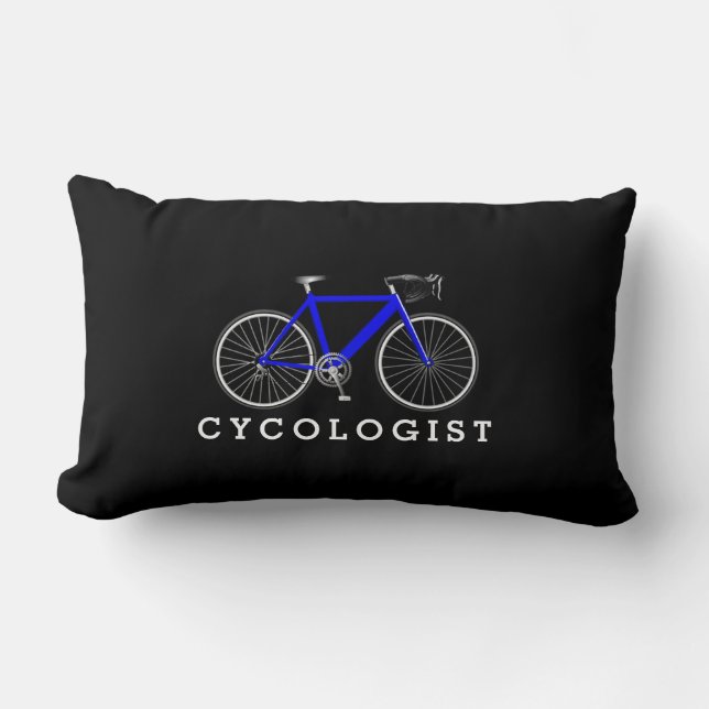 Cykolog Blue Bicycle on Black Lumbarkudde (Framsida)