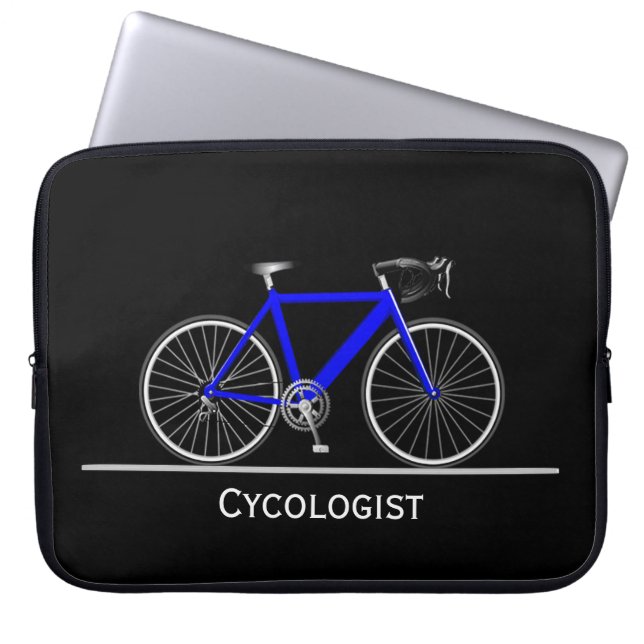 Cykolog Blue Bike on Black Laptop Fodral (Framsidan)