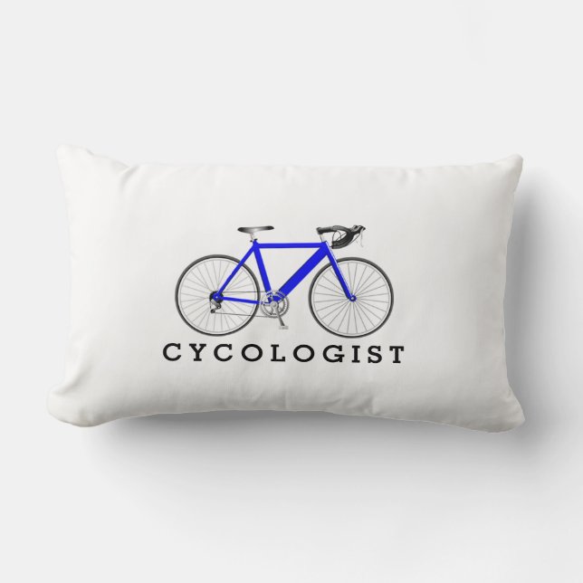 Cykolog Blue- cykel vid vit cykel Lumbarkudde (Framsida)