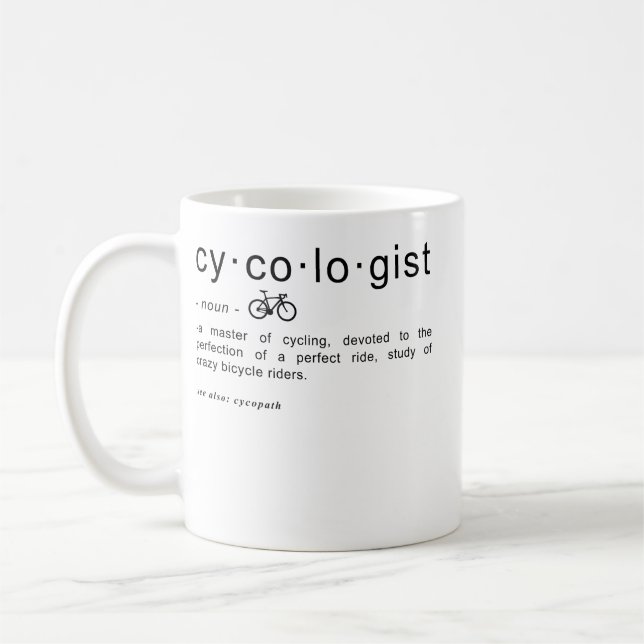 Cykolog Definition Funny Cycling Addict Kaffemugg (Vänster)