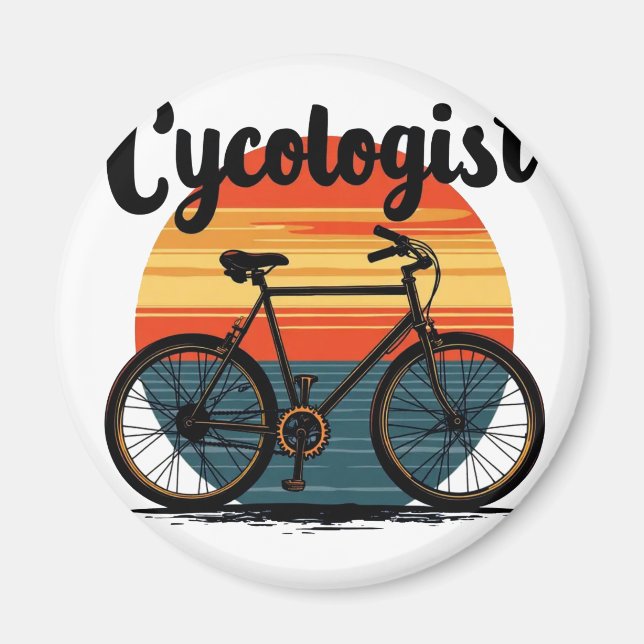 Cykolog: Energetisk Biker Tee - för cykling Magnet (Framsidan)