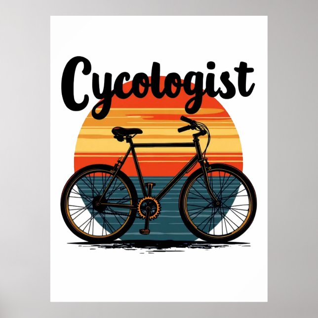 Cykolog: Energetisk Biker Tee - för cykling Poster (Framsidan)