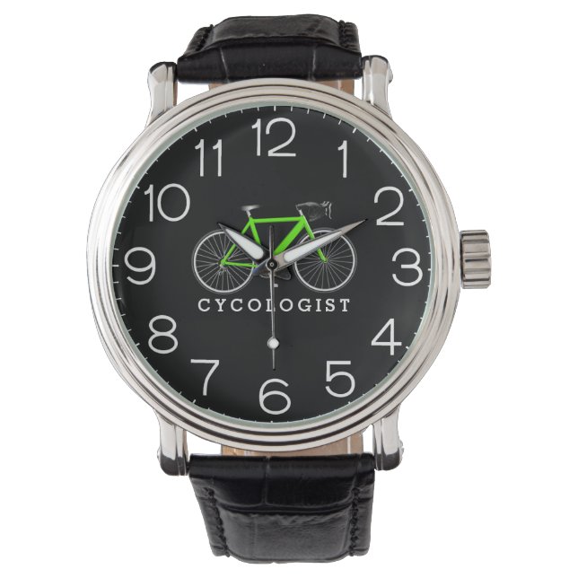 Cykolog Grönt Cycle on Black Armbandsur (Framsida)