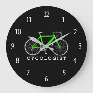 Cykolog Grönt Cycle på svart, stort klocka