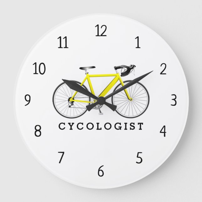 Cykolog Gult Cycle Large Clock Stor Klocka (Framsida)