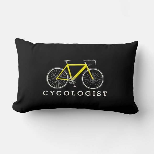 Cykolog Gult Cycle on Black Lumbarkudde (Framsida)