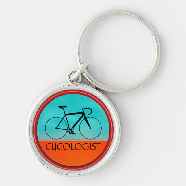 Cykolog Keychain Rund Silverfärgad Nyckelring (Framsidan)