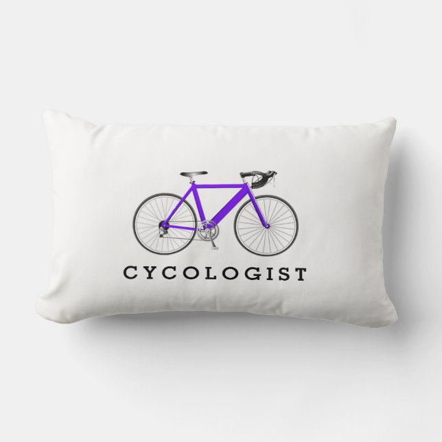 Cykolog Lila Cycle på vit vitt Lumbarkudde (Framsida)