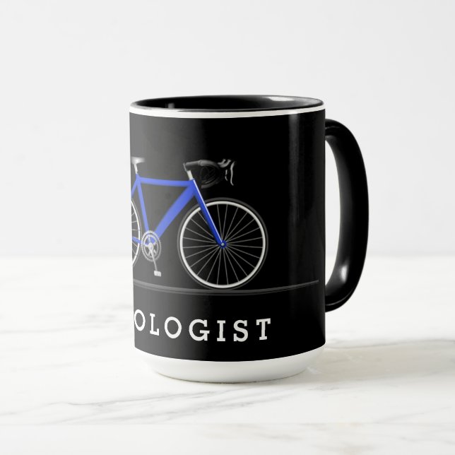 Cykolog med blå cykel mugg (Framsida höger)