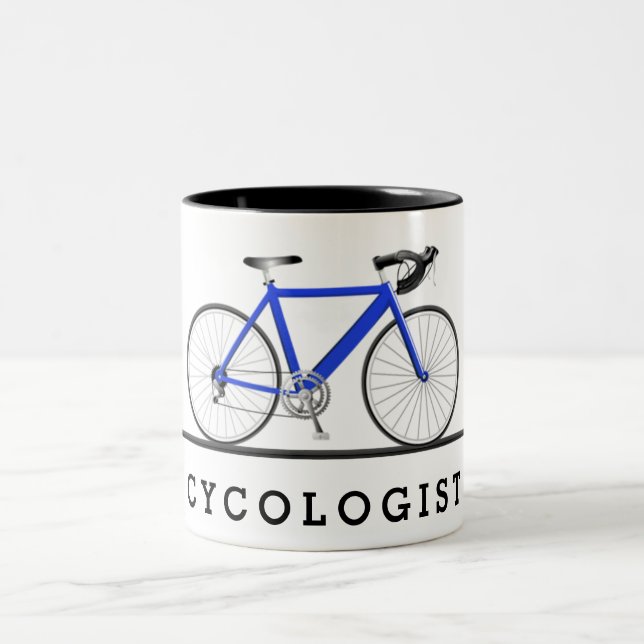 Cykolog med blå cykel Två-Tonad mugg (Center)