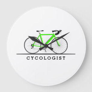 Cykolog med grönt-cykel stor klocka